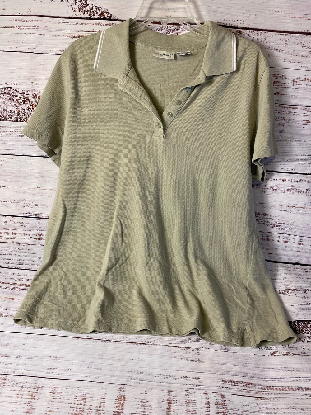 White Stag Light Sage Green Short Sleeve Polo Sz-XL